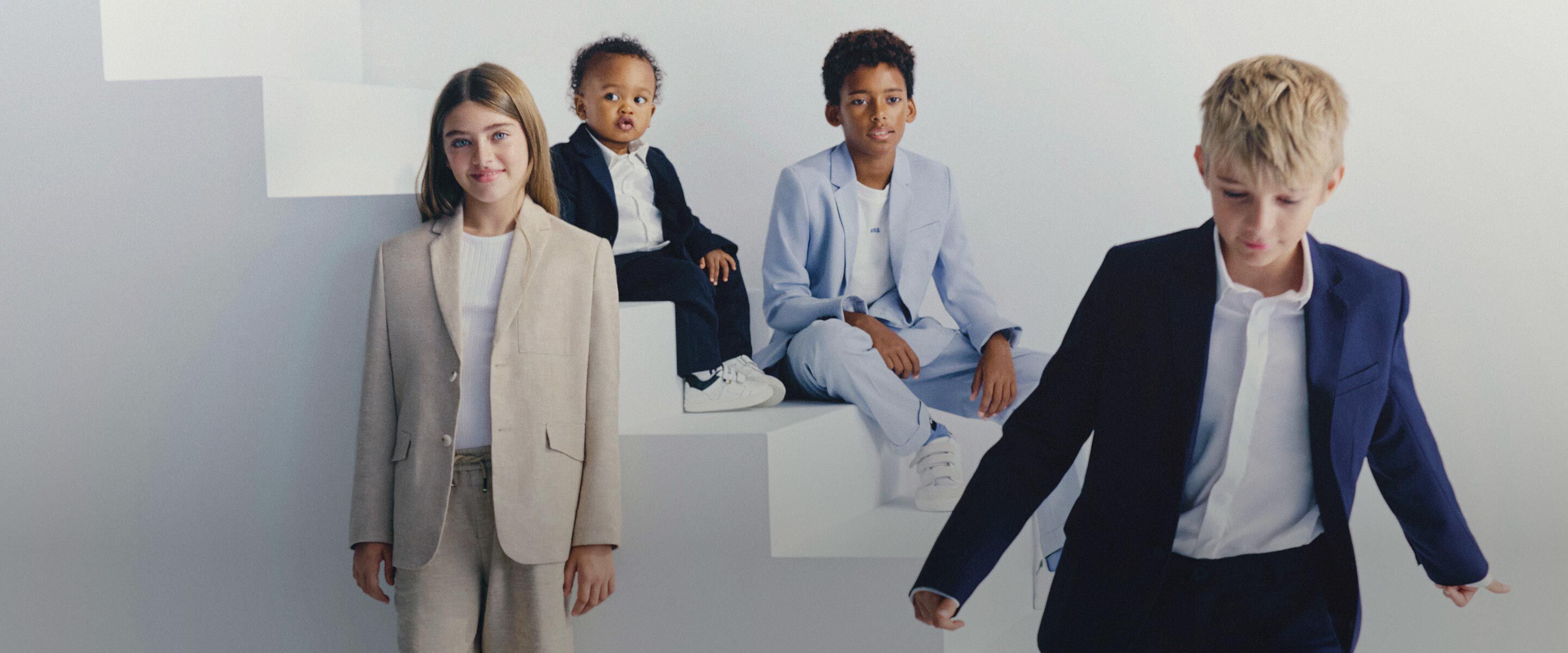 La collection de costumes été 2026 de la marque BOSS chez Kids around