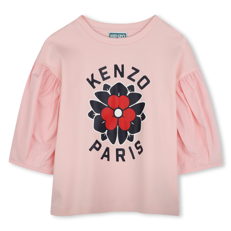 T-shirt bimatière avec imprimé KENZO KIDS 
                    FILLE