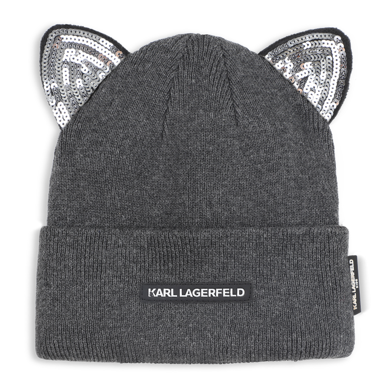 Bonnet tricot à oreilles fantaisie KARL LAGERFELD KIDS 
                    FILLE