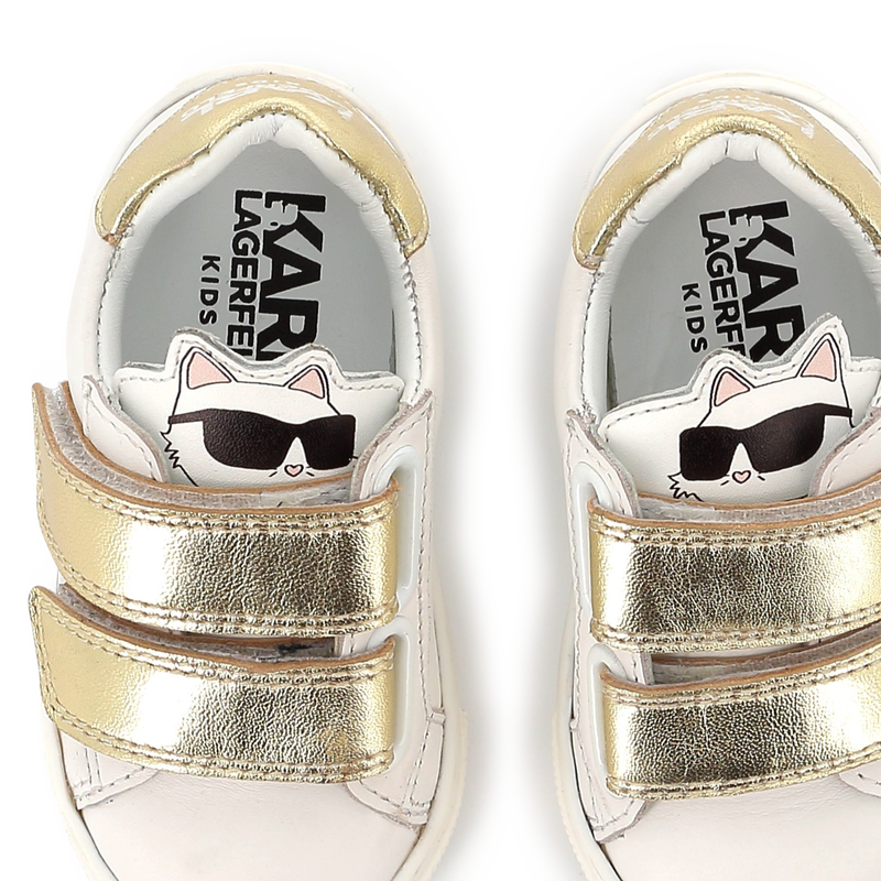 Baskets en cuir à fermeture par bandes auto aggrip KARL LAGERFELD KIDS 
                    FILLE