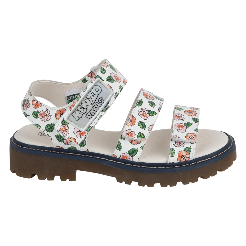 Sandales en cuir avec bande auto-agrippante KENZO KIDS 
                    FILLE