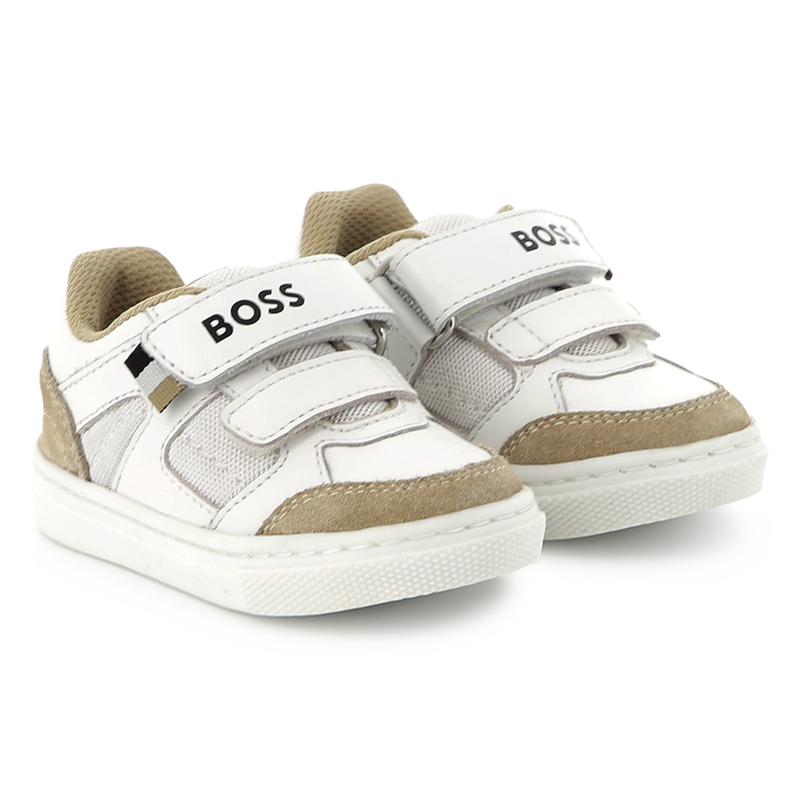 Baskets en cuir à fermeture par bandes auto aggrip BOSS 
                    GARCON