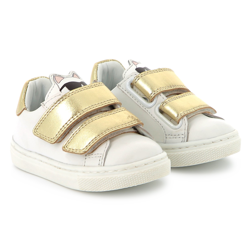 Baskets en cuir à fermeture par bandes auto aggrip KARL LAGERFELD KIDS 
                    FILLE