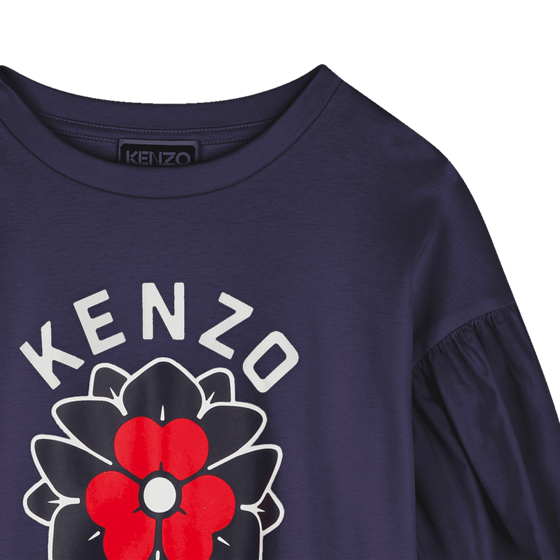 T-shirt bimatière avec imprimé KENZO KIDS 
                    FILLE