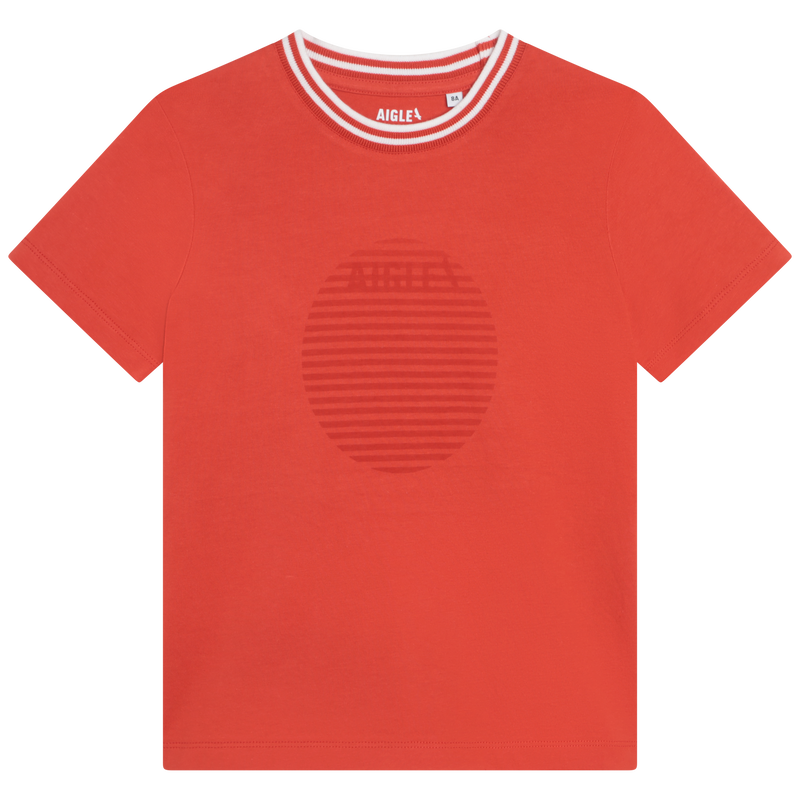 T-shirt imprimé avec col rayé