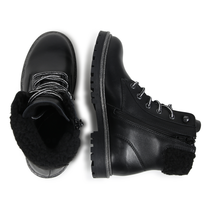 Bottines en cuir de vachette lacets et fermeture BOSS 
                    FILLE