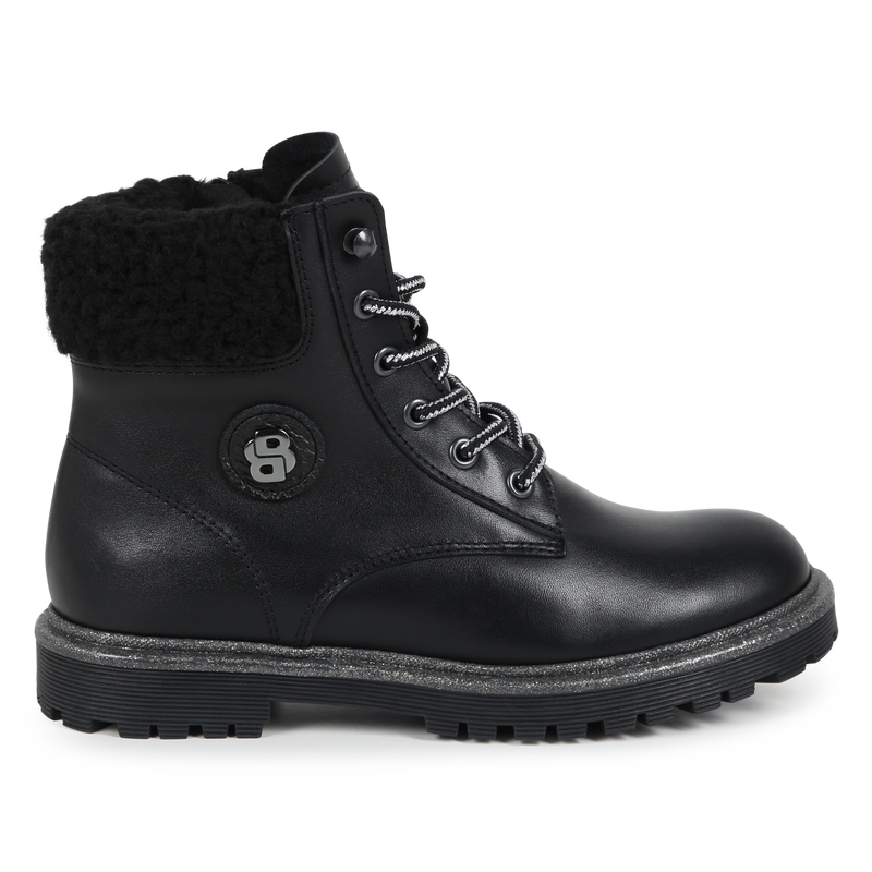 Bottines en cuir de vachette lacets et fermeture BOSS 
                    FILLE