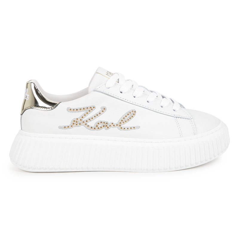 Baskets en cuir de vachette KARL LAGERFELD KIDS 
                    FILLE
