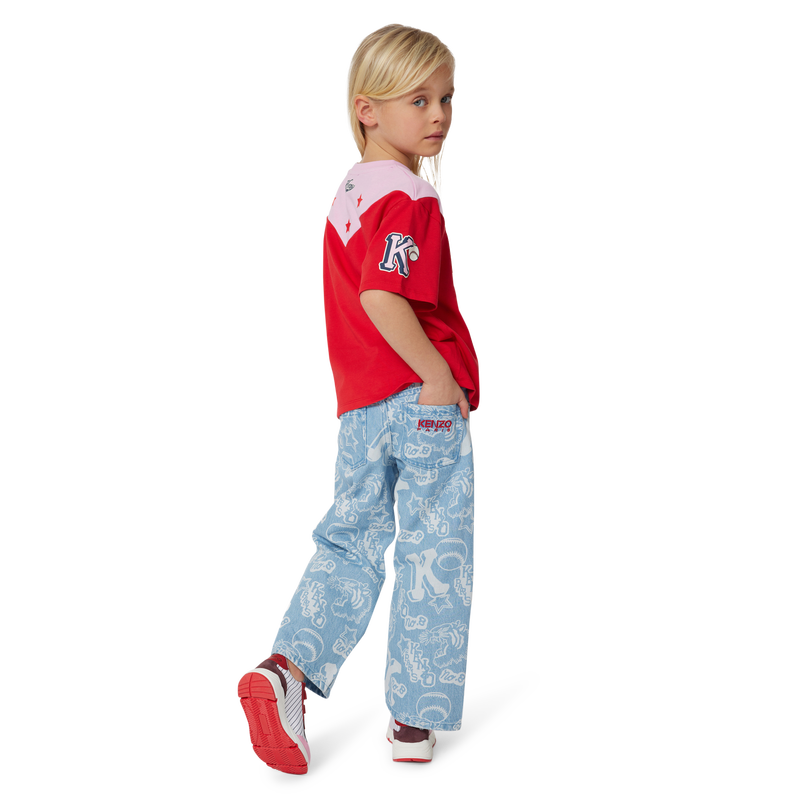 Jean imprimé en coton KENZO KIDS 
                    FILLE