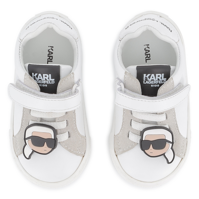 Baskets basses en cuir de vachette KARL LAGERFELD KIDS 
                        FILLE