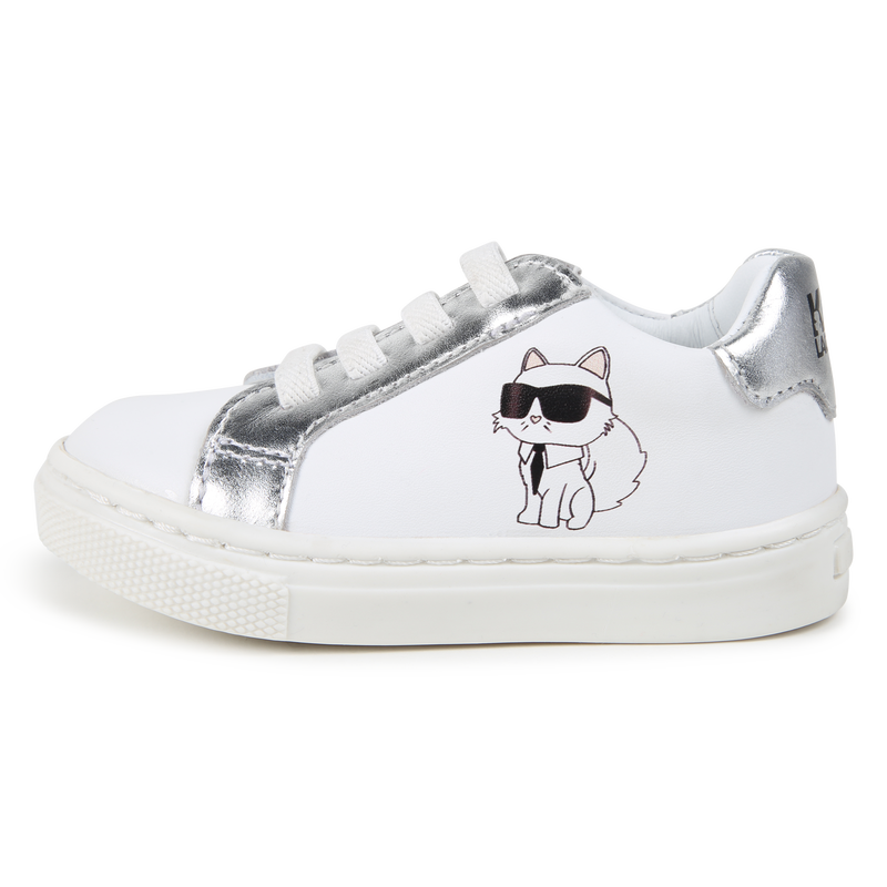 Baskets basses en cuir de vachette KARL LAGERFELD KIDS 
                    UNISEXE