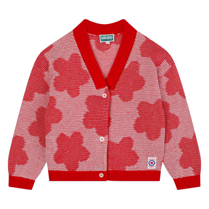 Cardigan boutonné à fleurs KENZO KIDS 
                    FILLE
