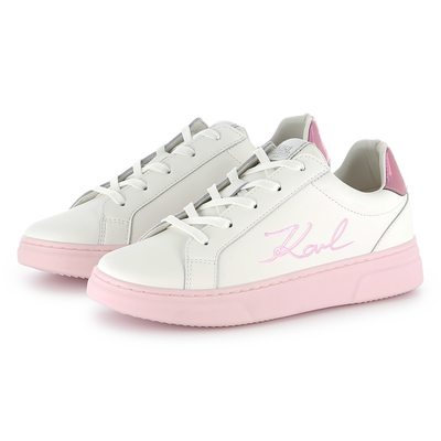 Baskets en cuir à lacets KARL LAGERFELD KIDS FILLE