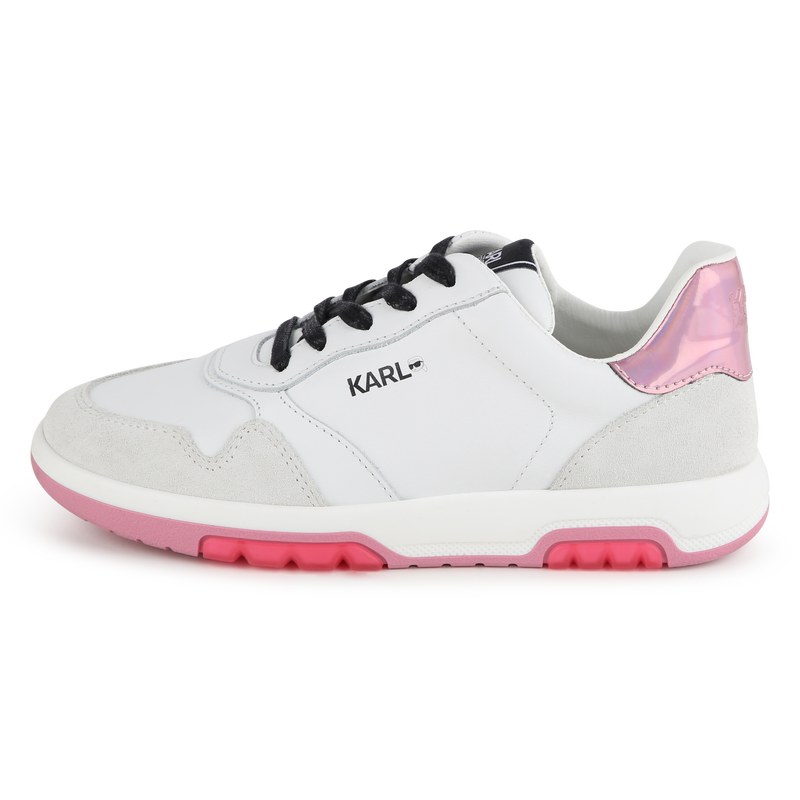 Baskets basses en cuir de vachette KARL LAGERFELD KIDS 
                    FILLE