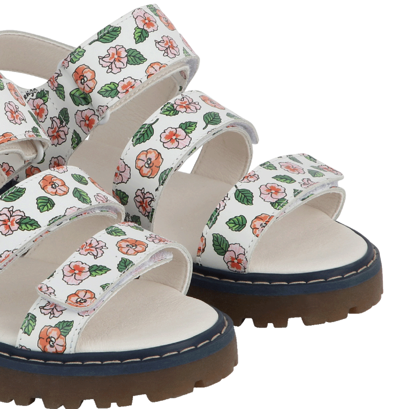 Sandales en cuir avec bande auto-agrippante KENZO KIDS 
                    FILLE