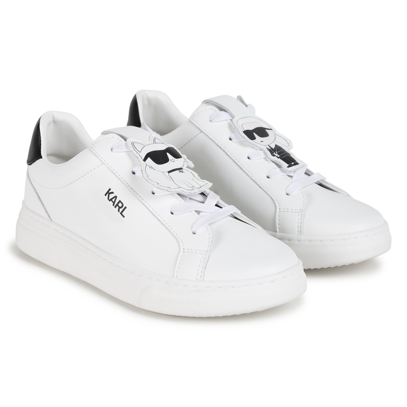 Baskets basses en cuir de vachette KARL LAGERFELD KIDS 
                    FILLE