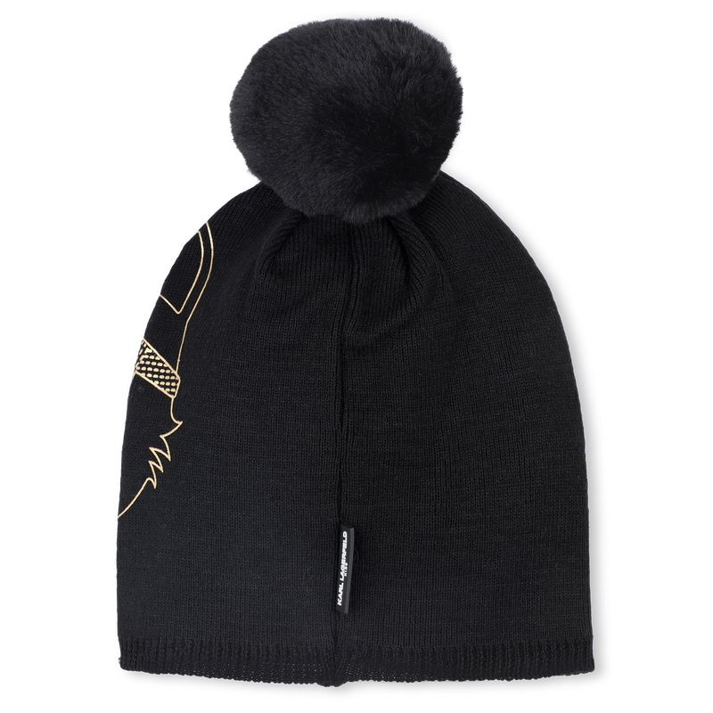 Bonnet tricot à pompon KARL LAGERFELD KIDS 
                    FILLE