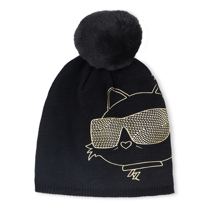 Bonnet tricot à pompon KARL LAGERFELD KIDS 
                    FILLE