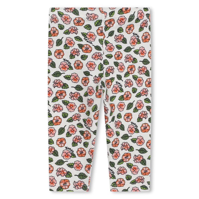 Legging à fleurs en coton KENZO KIDS 
                    FILLE