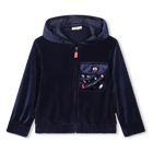 Cardigan &agrave; capuche en velours, INDIGO BLUE, hi-res