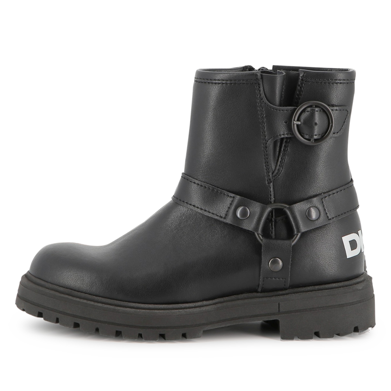 Bottes motard en cuir de vachette DKNY 
                    FILLE