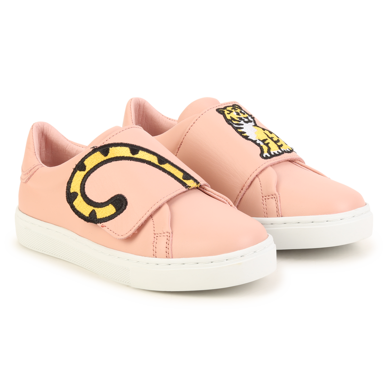 Baskets bande auto-agrippanteées cuir brodé KENZO KIDS 
                    UNISEXE