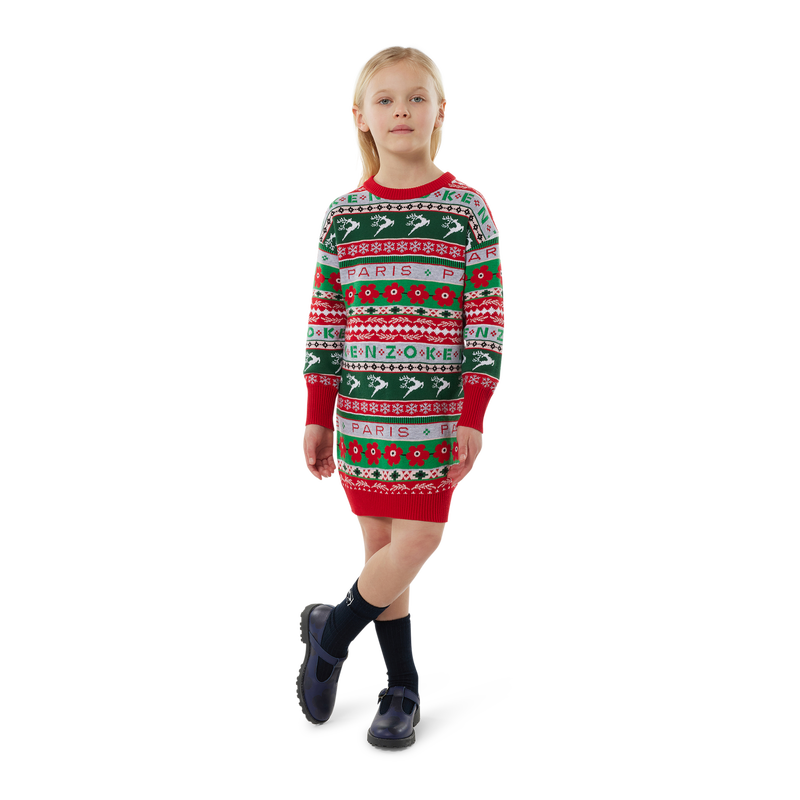 Robe pull en tricot jacquard KENZO KIDS 
                    FILLE