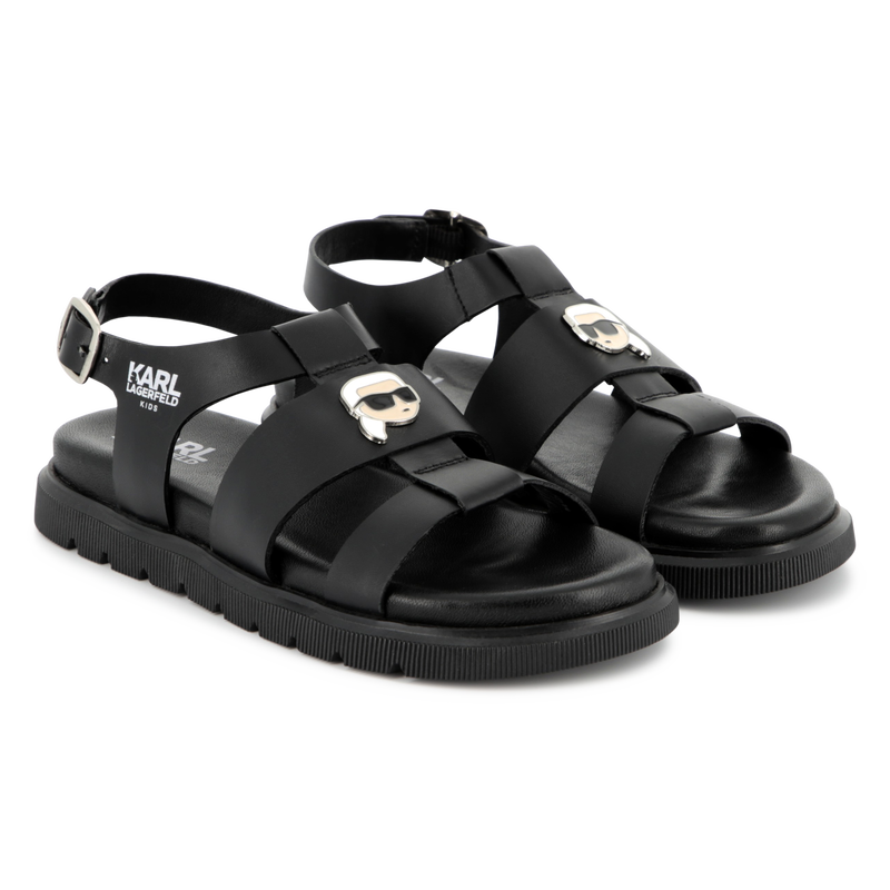 Sandales en cuir avec boucle KARL LAGERFELD KIDS 
                    FILLE