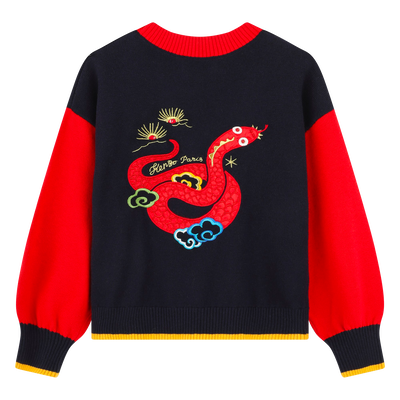 Pull en tricot avec broderies KENZO KIDS FILLE
