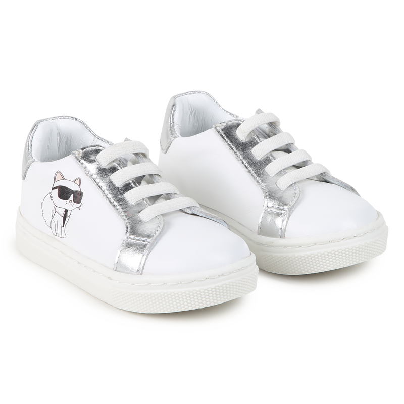 Baskets basses en cuir de vachette KARL LAGERFELD KIDS 
                    UNISEXE