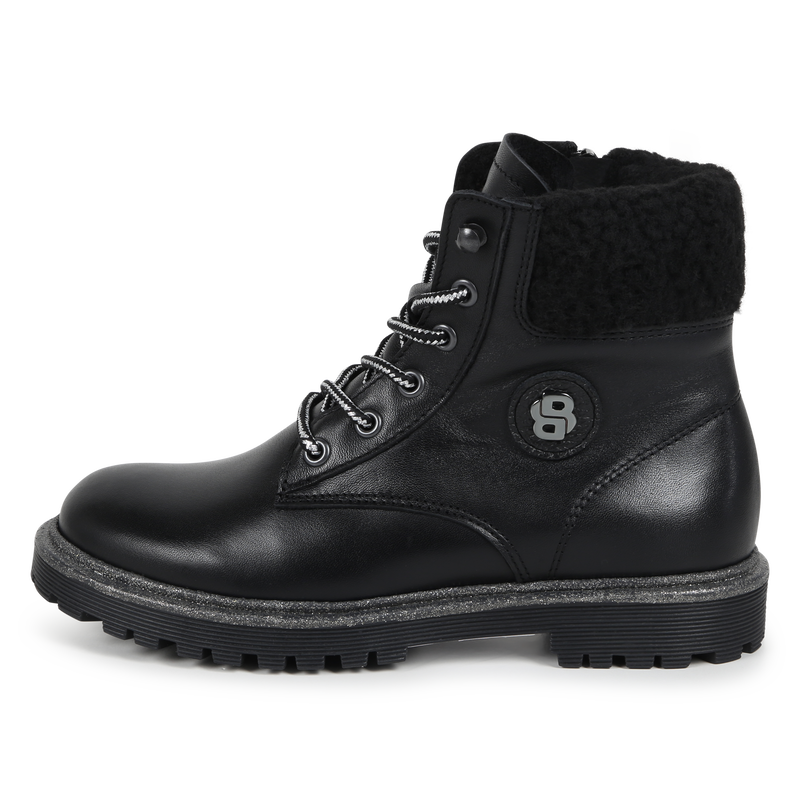 Bottines en cuir de vachette lacets et fermeture BOSS 
                        FILLE