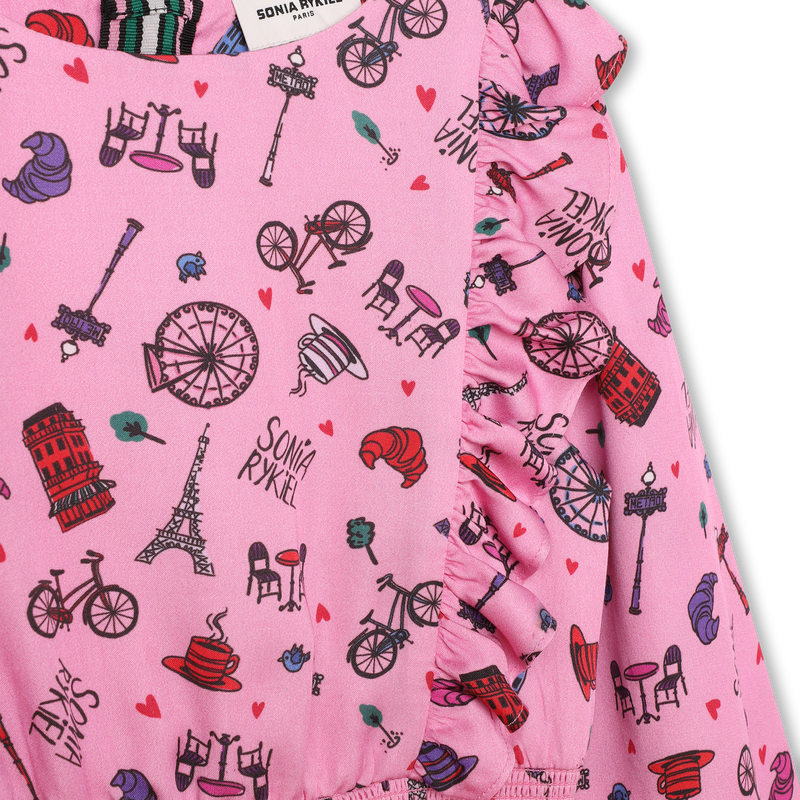 Robe à volants imprimée
