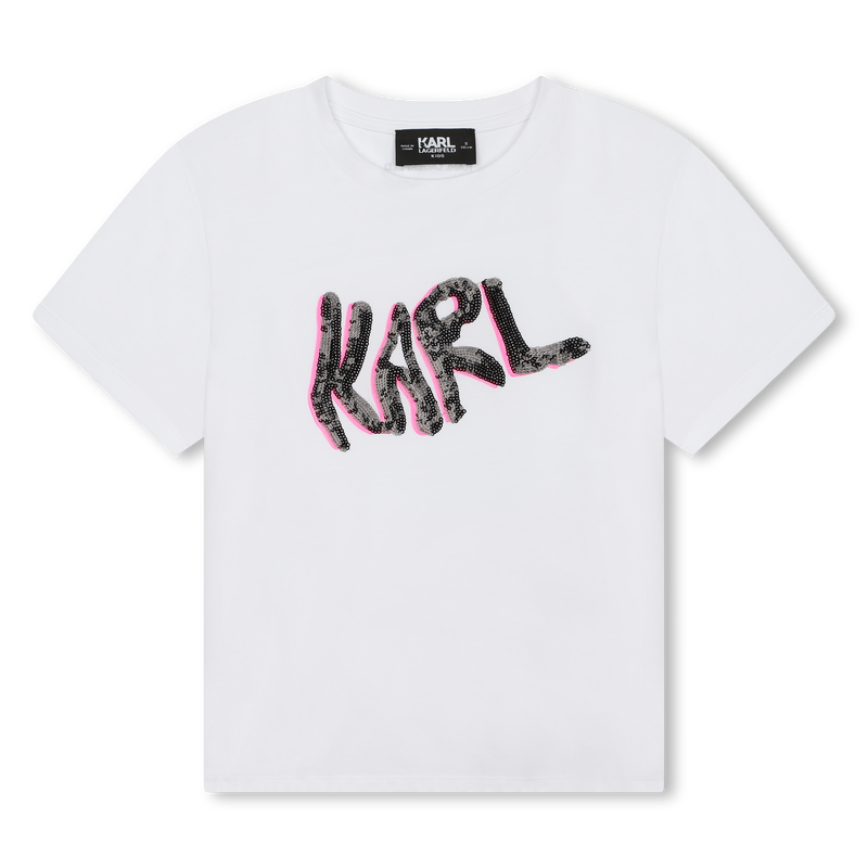 T-shirt avec illustration ornée de sequins KARL LAGERFELD KIDS 
                    FILLE