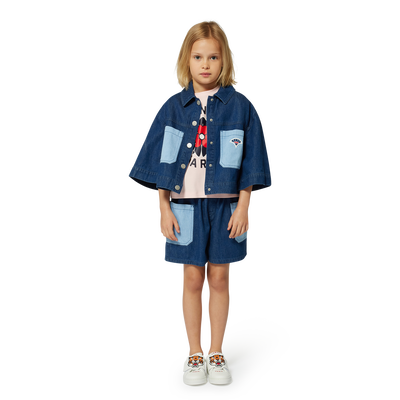 T-shirt bimatière avec imprimé KENZO KIDS FILLE