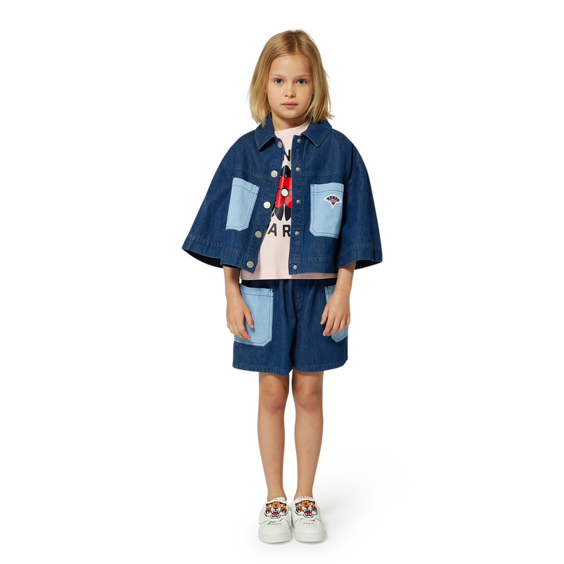 T-shirt bimatière avec imprimé KENZO KIDS 
                    FILLE