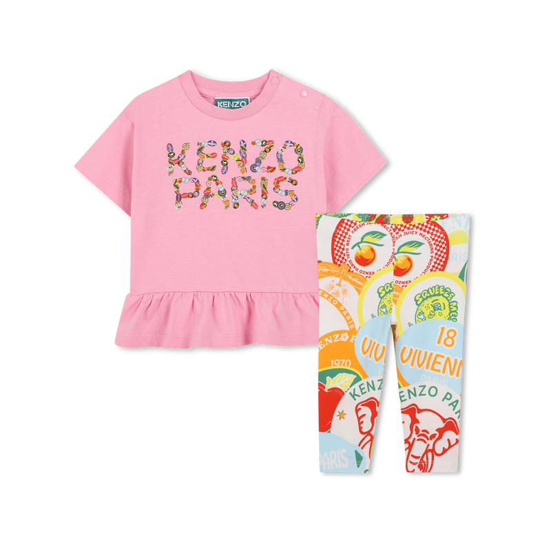T-shirt et legging en coton KENZO KIDS 
                        FILLE
