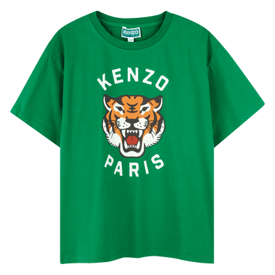 T-shirt en coton avec imprim&eacute; KENZO KIDS GARCON