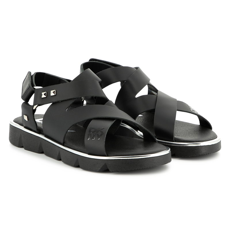 Sandales en cuir de vachette DKNY 
                        FILLE