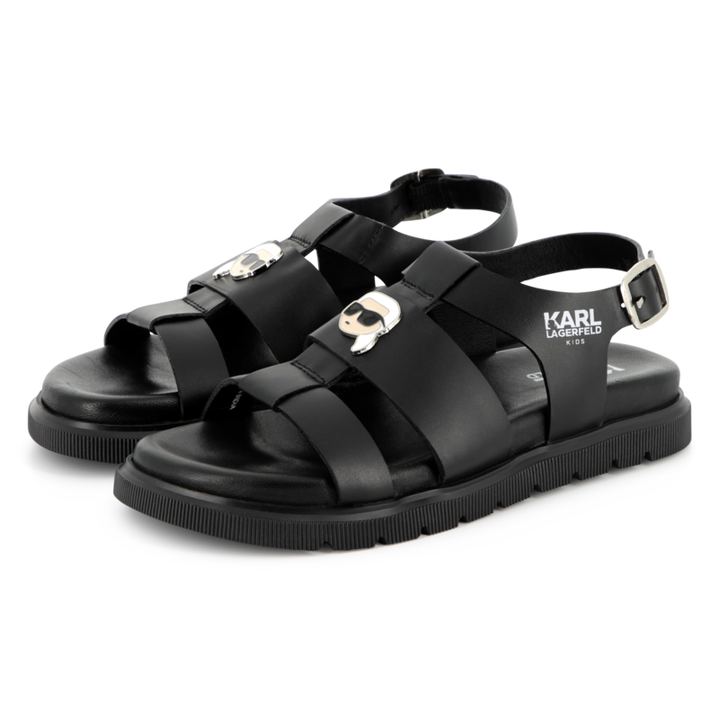 Sandales en cuir avec boucle KARL LAGERFELD KIDS 
                    FILLE