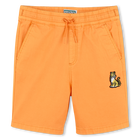 Bermuda en coton avec badge, ORANGE, hi-res