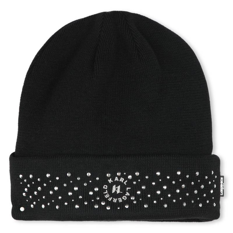 Bonnet en tricot avec strass KARL LAGERFELD KIDS 
                    FILLE