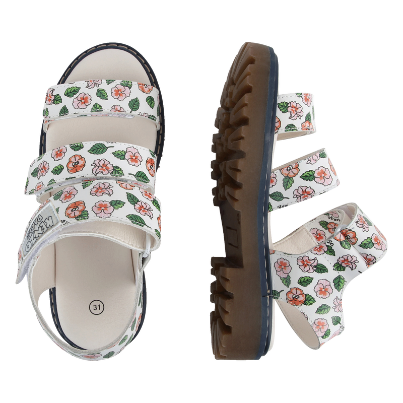 Sandales en cuir avec bande auto-agrippante KENZO KIDS 
                    FILLE