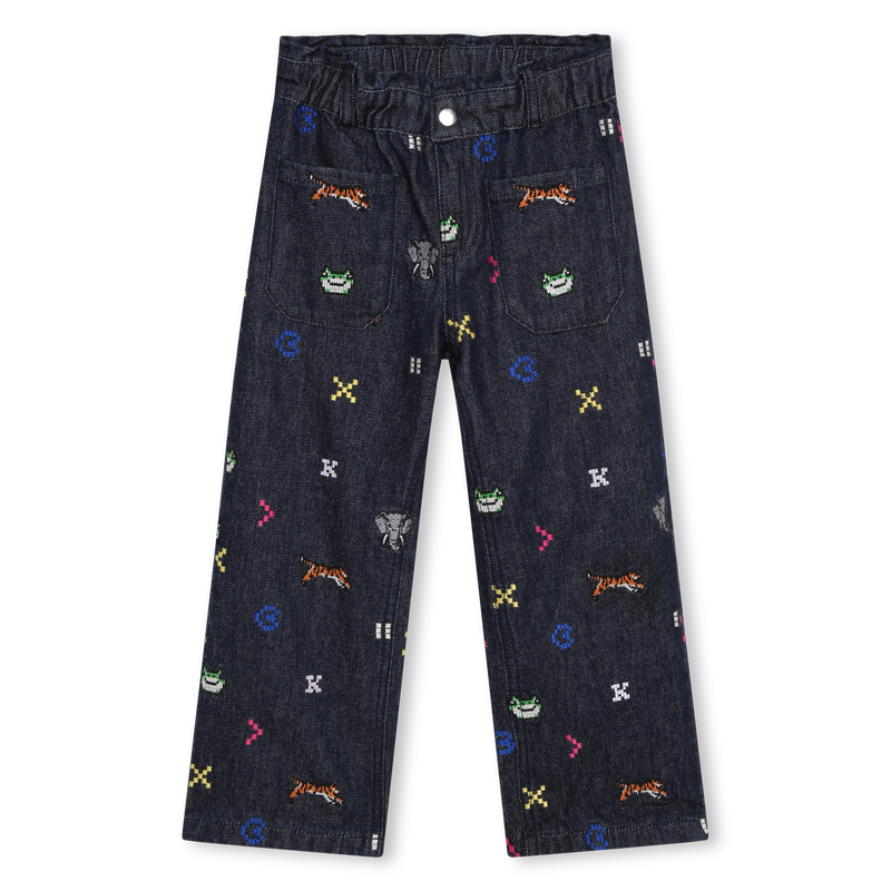 Jean brodé taille ajustable KENZO KIDS 
                    FILLE