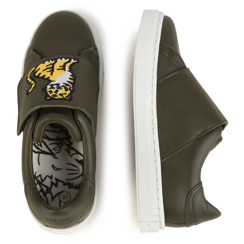 Baskets bande auto-agrippanteées cuir brodé KENZO KIDS 
                    UNISEXE