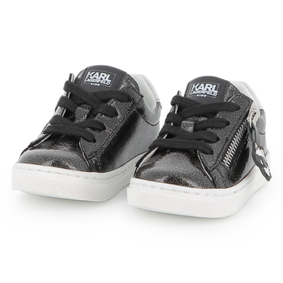 Baskets basses en cuir de vachette KARL LAGERFELD KIDS FILLE