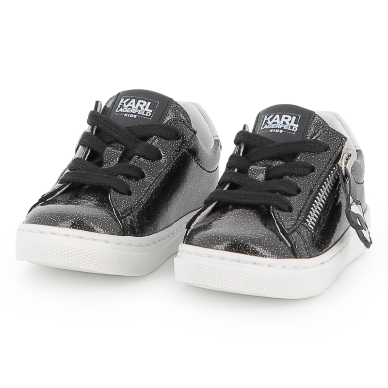 Baskets basses en cuir de vachette KARL LAGERFELD KIDS 
                    FILLE