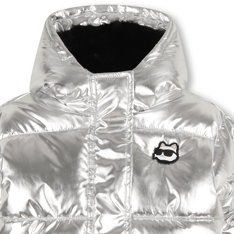 Doudoune à capuche argentée KARL LAGERFELD KIDS 
                    FILLE