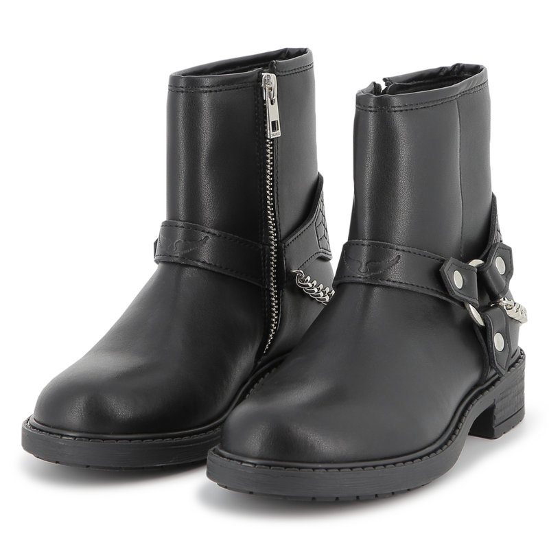 Bottines motardes en cuir de vachette ZADIG & VOLTAIRE 
                    FILLE