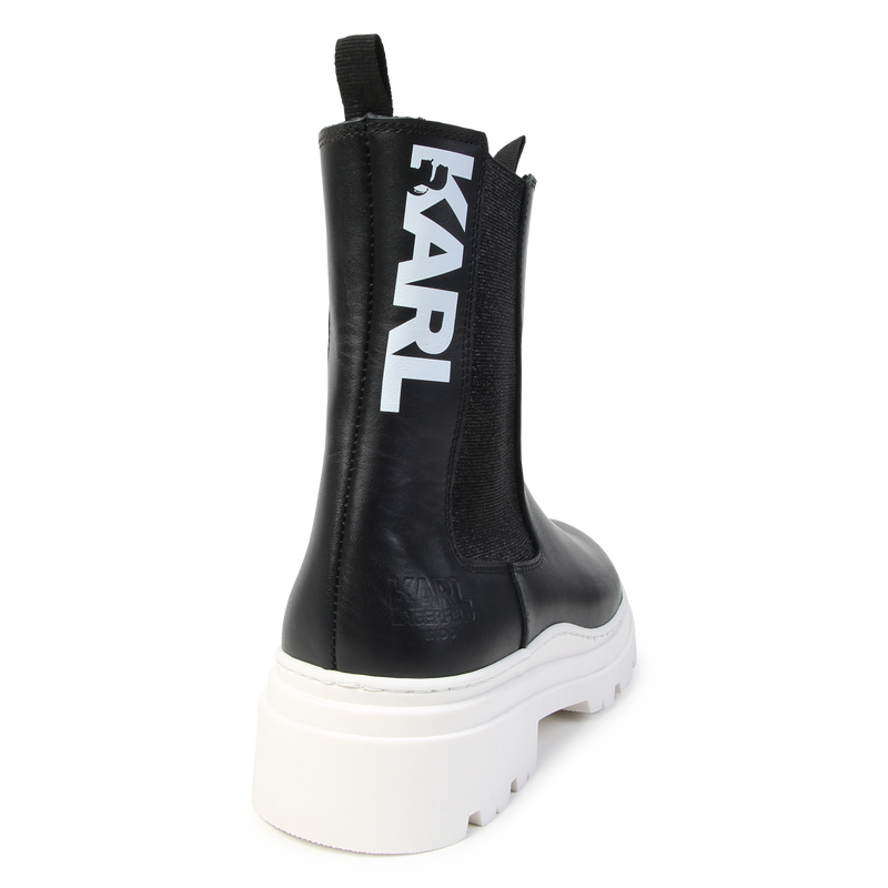 Bottines en cuir de vachette KARL LAGERFELD KIDS 
                    FILLE