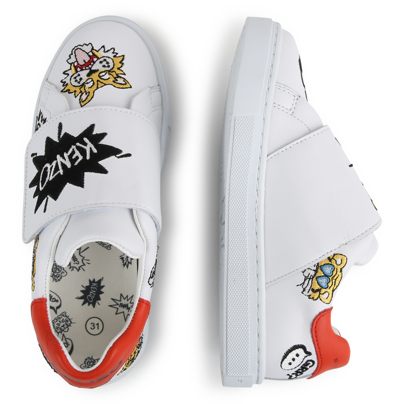 Baskets en cuir avec bande auto-agrippante KENZO KIDS 
                    UNISEXE